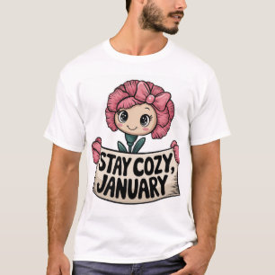 T-shirt Carnation souriante tenant une illustration du coe