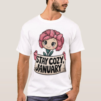 T-shirt Carnation souriante tenant une illustration du coe
