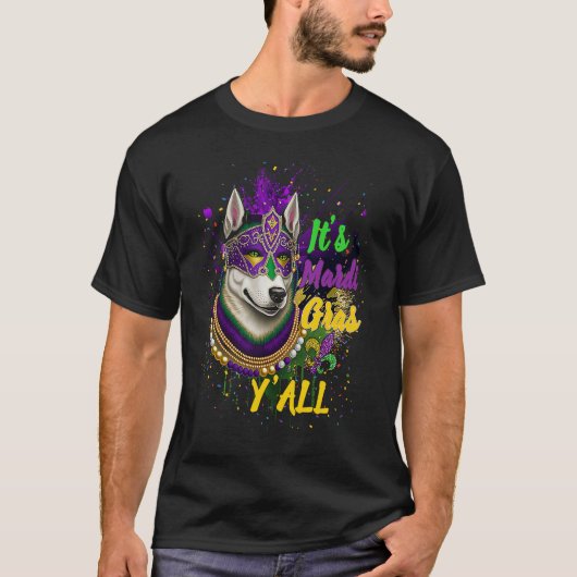T-shirt Carnival Husky Mardi Gras Yall Masquerade (Devant)