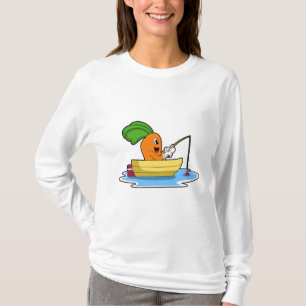T-shirt Carotte en bateau à la pêche avec canne à pêche