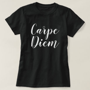 T-shirt Carpe Diem typographie de script noir et blanc
