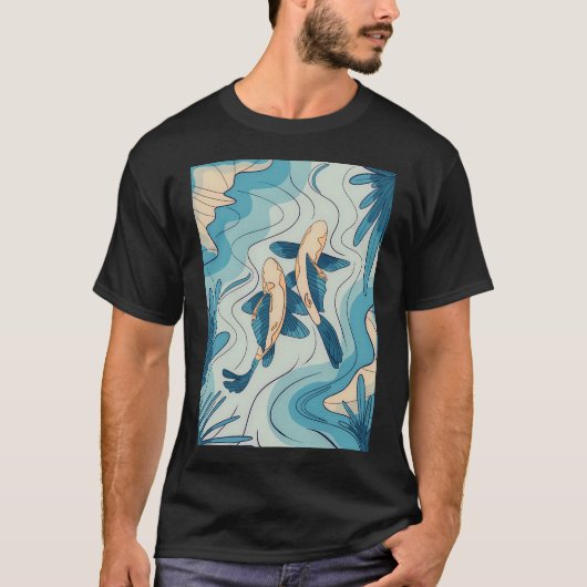 T-shirt Carpe Koï Bleu (Devant)