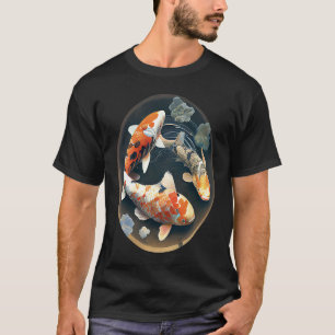 T-shirt carpe koi de poisson dans un étang peinture graphi