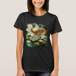 T-shirt Carpe Koi en cristal blanc et or