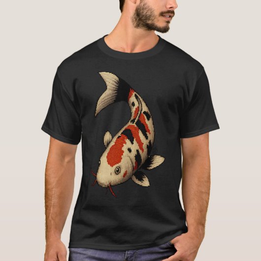 T-shirt Carpe Koï - Pixel Art - Graphiques 8 bits 16 bits (Devant)