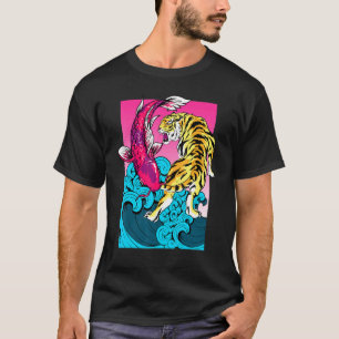 T-shirt Carpe Koï Tigre Yin Yang La Grande Vague Au Large