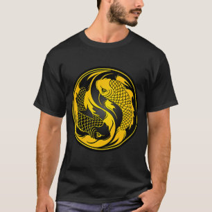T-shirt Carpe Koï Yin Yang Jaune et Noir