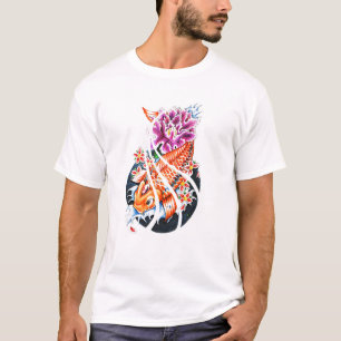 T-shirt Carpe orange japonaise orientale fraîche Lotus de
