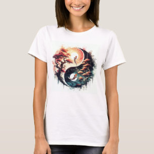 T-shirt Carpeaux de Koi et Yin Yang Fleur de Cerisier