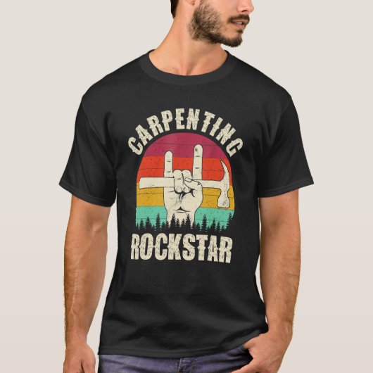 T-shirt Carpenting Rockstar, Funny Carpenter Dad, Retro Wo (Devant)