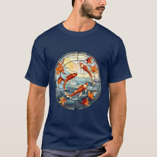 T-shirt Carpes Koï Japonaises et Feuilles d'Automne