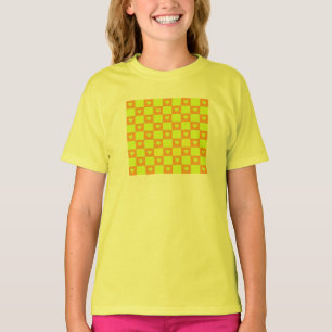 T-shirt Carreau à carreaux vert orange vif avec coeurs