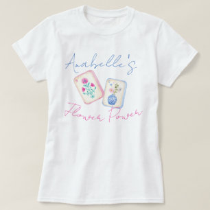 T-shirt Carreau de Mahjong à l'aquarelle personnalisé Fleu