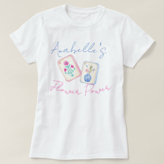T-shirt Carreau de Mahjong à l'aquarelle personnalisé Fleu