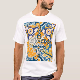 T-shirt Carreaux azulejos Patchwork Fond d'écran Vintage