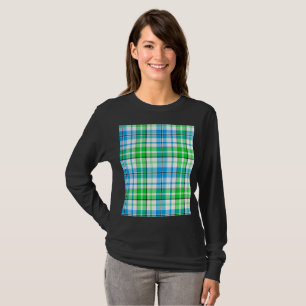 T-shirt Carreaux Bleus Et Verts Tartan Blanc