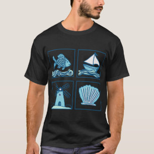 T-shirt Carreaux de bord de mer Delft Bleu néerlandais