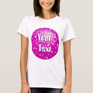 T-shirt Carreaux de disco rose 'votre texte' spaghetti hau