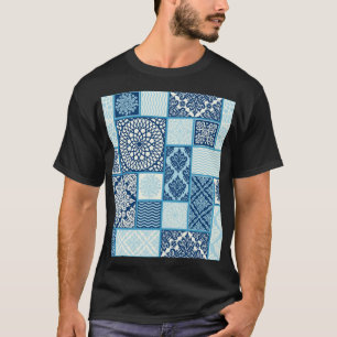 T-shirt Carreaux de patchwork, arrière - plan transparent.