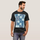 T-shirt Carreaux de patchwork, arrière - plan transparent. (Devant entier)