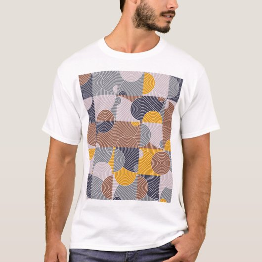 T-shirt Carreaux rétro 60s : Motif géométrique coloré (Devant)