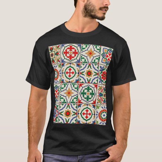 T-shirt Carrelage marocain : Motif coloré sans couture. (Devant)