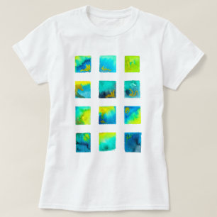 T-shirt Carrés bleus aquarelle abstraite