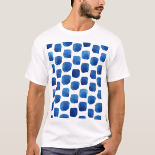 T-shirt Carrés bleus, motif aquarelle sans couture.