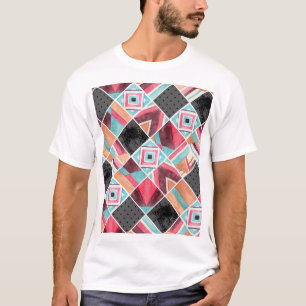 T-shirt Carrés géométriques, mosaïque aquarelle