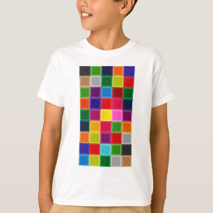 T-shirt Carrés multicolores et rayures Girly