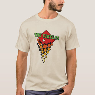T-shirt Carrés rouges et jaunes avec le texte Les Cercles 
