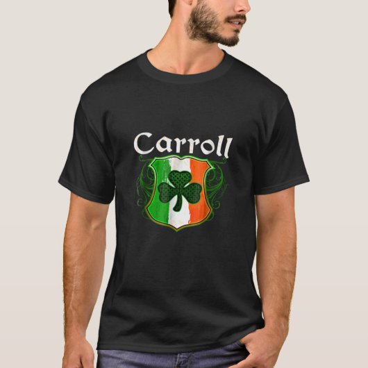 T-shirt Carroll Nom Irlandais Nom Shamrock Crest Ire (Devant)
