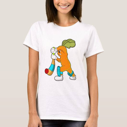 T-shirt Carrot at cricket with cricket bat (Devant)