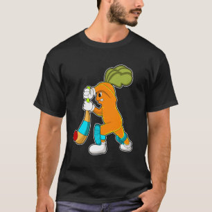 T-shirt Carrot at cricket with cricket bat