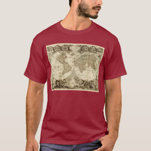 T-shirt Carte 1708 du monde par Jean Baptiste Nolin