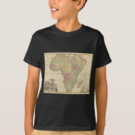 T-shirt Carte 1725 de l'Afrique de cru (Devant)