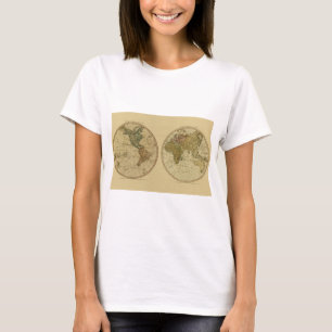 T-shirt Carte 1786 du monde d'antiquité par William Faden