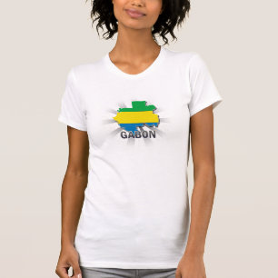 T-shirt Carte 2,0 de drapeau du Gabon