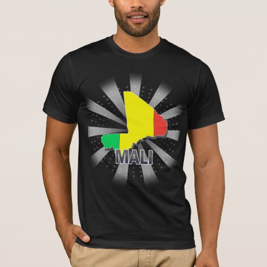 T-shirt Carte 2,0 de drapeau du Mali (Devant)