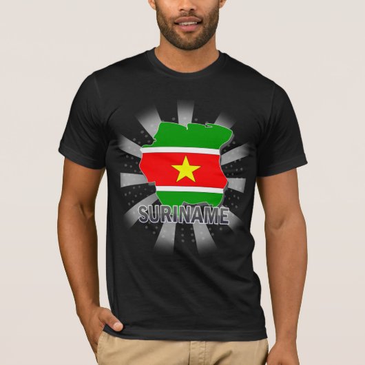 T-shirt Carte 2,0 de drapeau du Surinam (Devant)