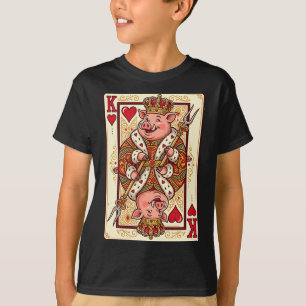 T-shirt Carte à jouer drôle de cochon roi de coeur grillan