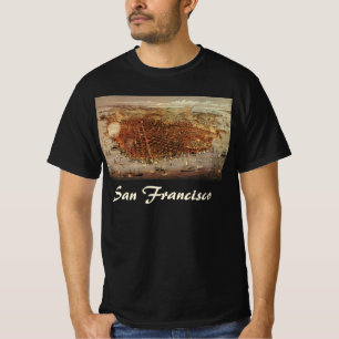 T-shirt Carte aérienne antique de San Francisco, Californi