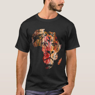 T-shirt Carte Afrique Tête de lion Face Safari Africain Fa