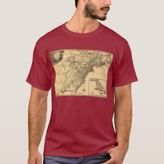 T-shirt Carte américaine de colonies du cru 1777 par (Devant)