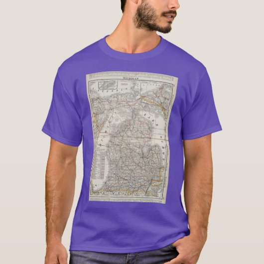 T-shirt Carte ancienne du Michigan 1901 3 format géant (Devant)