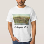 T-shirt Carte antique avec une vue panoramique de Washingt (Devant)