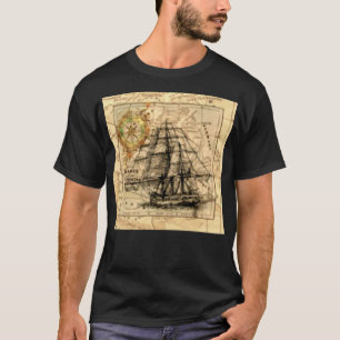 T-shirt Carte antique de bateau