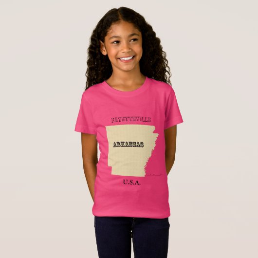T-shirt - Carte Arkansas avec la ville (Devant entier)
