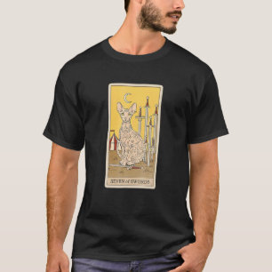 T-shirt Carte Arot Sept D'Épées Et Chat Graphique Cosmique