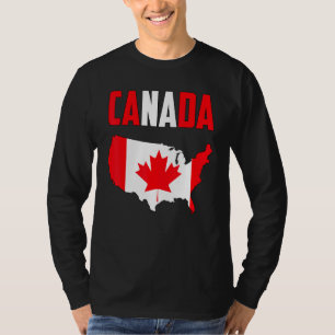T-shirt Carte Canada-Amérique Graphique de feuille d'érabl